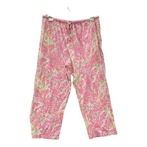 Lilly Pulitzer Pink Paisley Floral Pajama Pants Cotton Blend Cropped Lounge